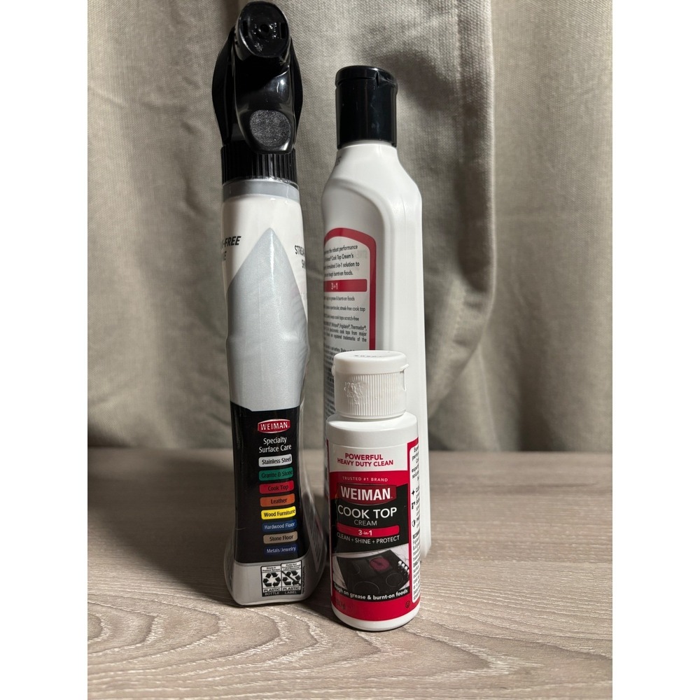 USED Weiman Stainless Steel Cleaner & Cook Top Cream 3Piece Kitchen Cleaning LOT - Picture 3 of 4